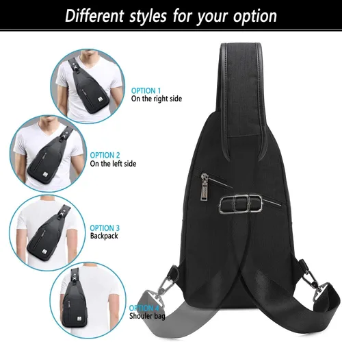 Vista 7 de Bolso bandolera pequeño con mochila cruzada sobre el hombro para hombres y mujeres de viaje al aire libre bolso ligero con bandolera en el pecho