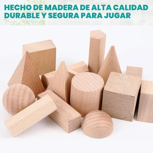 Vista 3 de Syhood 15 piezas de formas 3D, sólidos geométricos de madera, formas geométricas de gran tamaño, color burdeos, conjunto de bloques geométricos