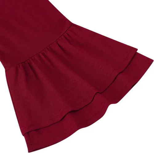 Vista 4 de ShopWonder Vestido casual con cuello en V para mujer, talla grande, manga 34, holgado, con volantes, vestido midi con bolsillos