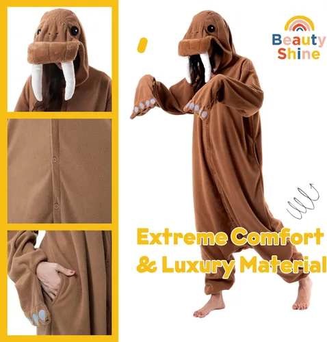 Vista 3 de Beauty Shine Unisex Adult Onesie Pajamas, Cartoon Costume Halloween Christmas Sleepwear Jumpsuit Plush Cosplay