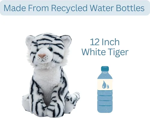Vista 7 de The Petting Zoo Peluche de tigre blanco, regalos para niños, animales del zoológico Wild Onez, juguete de peluche de tigre blanco de 12 pulgadas