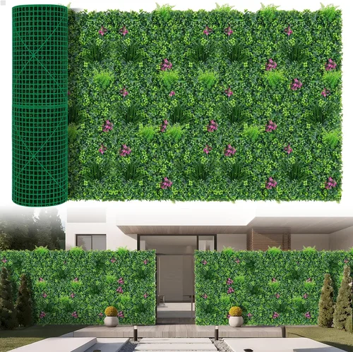 Vista 8 de Yangrass Paneles de Pared de Césped, 40"x120" (33.33 pies cuadrados) Rollo de Seto de Boj Artificial Pantalla de Privacidad, Decoración de Pared