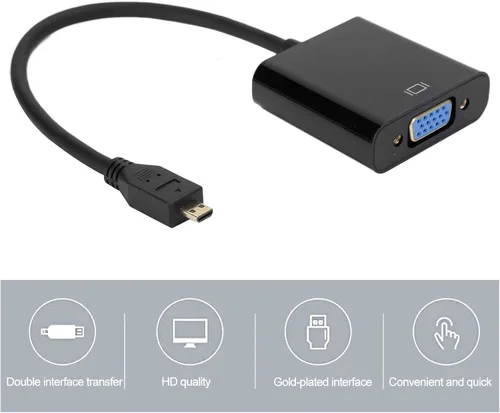 Vista 7 de Adaptador micro HDMI a VGA, cable micro HDMI a VGA compatible con 1080P, adaptador de convertidor de video VGA compatible con HDCP, para Raspberry