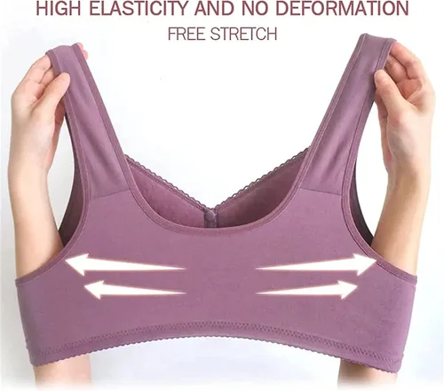 Vista 4 de Wmstylist.com Sostén de estilista Wm para personas mayores, cierre de broche frontal, brasier frontal con botón, glamuroso, brasier de cierre