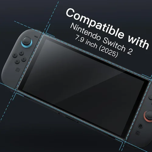 Vista 3 de JETech Protector de pantalla de alineación automática para Nintendo Switch 2 2025, película de vidrio templado 9H con herramienta de instalación
