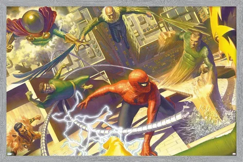 Vista 13 de Trends International Póster de Marvel Comics - Spider-Man - Battle with Sinister Six, 14.725 x 22.375 in, versión enmarcada de Barnwood