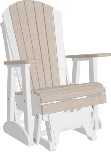 Vista 11 de LuxCraft Silla mecedora Adirondack de 2 pies, mecedora para patio al aire libre, balancín deslizante para exteriores (caoba antigua)