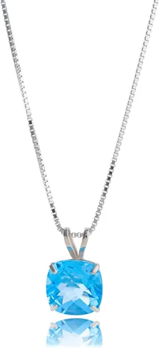 Vista 28 de MAX + STONE Cushion Cut Gemstone Necklace 8mm Solitaire Birthstone Necklace for Women Gemstone Pendant Necklaces with 18 inch Box Chain