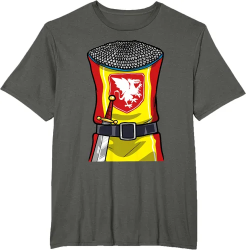 Vista 6 de Disfraz medieval de caballero de Halloween, camiseta para niños con espada de armadura, Negro, S