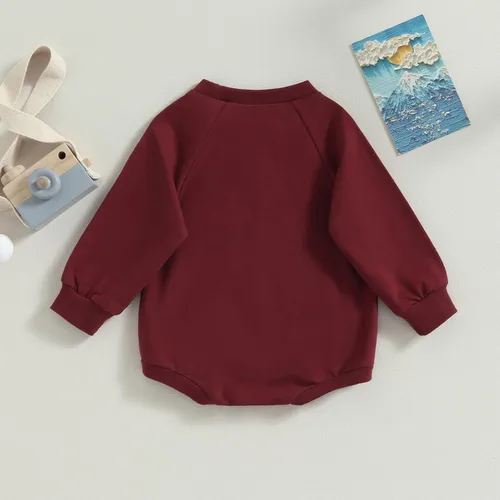 Vista 4 de Sudadera para bebé niño y niña, color liso, cuello redondo, suéter de manga larga de gran tamaño, con bolsillo