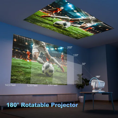 Vista 5 de Proyector inteligente 4K nativo 1080P 1800 ANSI, enfoque automático, WiFi 5G, Bluetooth 5.2, aplicaciones integradas, proyector de película portátil