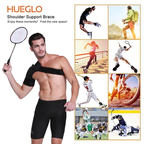 Vista 7 de Hueglo Soporte de hombro izquierdo para mujeres y hombres manguito rotador, soporte de hombro ajustable para alivio del dolor de hombro
