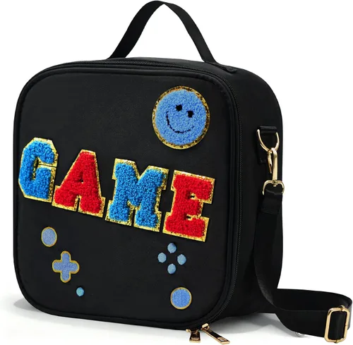 Vista 13 de Lonchera aislada para niños con correa de hombro ajustable impermeable, bolsa de almuerzo reutilizable para niñas y niños, bolsa térmica lavable