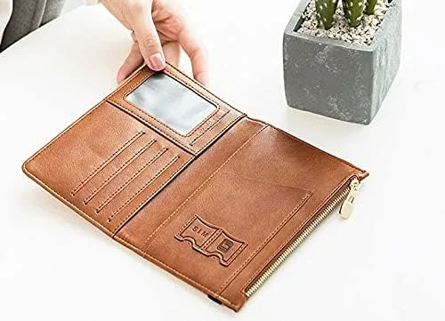 Vista 3 de Funda para pasaporte, funda para pasaporte, piel sintética, RFID, multifuncional, protector de viaje con cremallera.