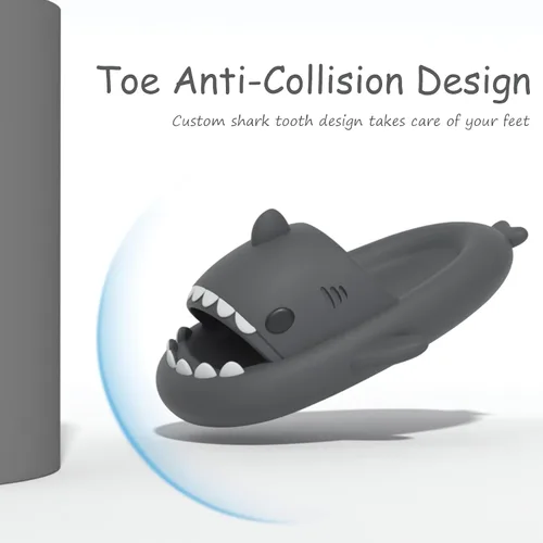 Vista 5 de rosyclo Sandalias de tiburón para mujeres y hombres, bonitas pantuflas de tiburón para adultos y jóvenes, nublado de verano, suaves, ligeras