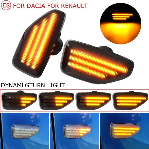 Vista 4 de Señal de giro lateral LED ámbar para Dacia Logan MCV II Sandero Stepway II Duster II 2012-2022 (negro)