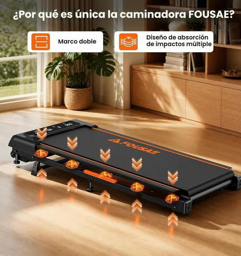 Vista 2 de Walking Pad, FOUSAE 6.2MPH Under Desk Walking Pad with 10% Incline, Treadmills for Home with Double Frame, 2.75HP Brushless Drive Treadmill, 12 HIIT