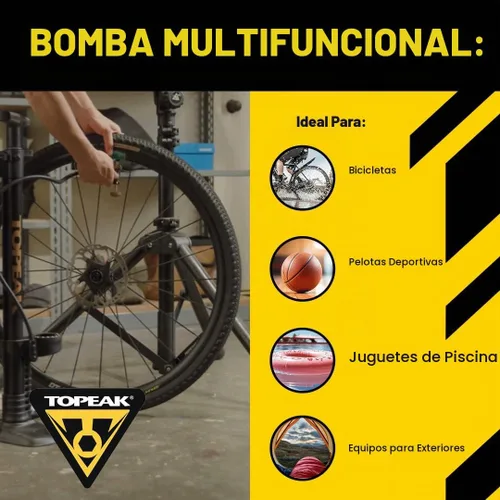 Vista 4 de Topeak JoeBlow Max Hp Bomba de piso para bicicleta, 160 Psi/11 Bar, TwinHead, se adapta a válvulas Presta, Schrader y Dunlop