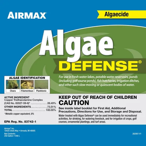 Vista 2 de Airmax Algae Defense Alguicida Registrado por la EPA para grandes estanques y lagos 1 galón