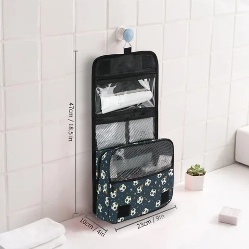 Vista 6 de Neceser colgante de viaje -326 - Kit de fútbol para maquillaje, organizador de cosméticos para hombres y mujeres