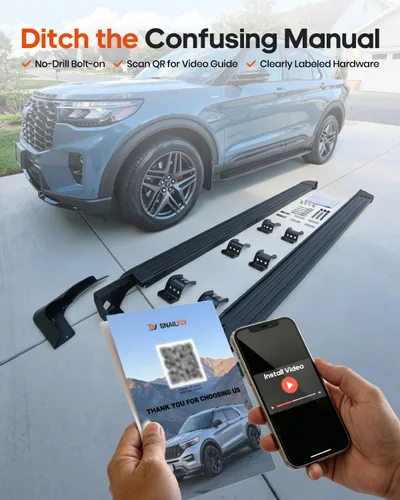 Vista 6 de Estribos aptos para Ford Explorer Base ST XLT Limited Platinum ST-Line Timberline 2020-2026 con aletas de barro Escalones laterales de aluminio