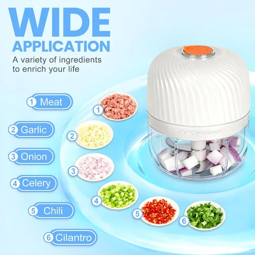 Vista 5 de Picador eléctrico de ajo, mini picador portátil de verduras, molinillo de ajo de 8.5 fl oz, triturador de cebolla, licuadora a verduras, procesador
