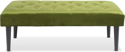 Vista 11 de Magshion Banco otomano de terciopelo de 45 pulgadas de longitud con patas de metal, banco de cama auxiliar con patas de metal dorado, banco tapizado