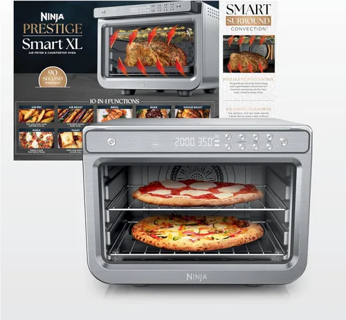 Vista 14 de Ninja DT251 Foodi 10 en 1 Smart XL - Horno de freír de aire, hornear, asar, tostar, asar, tostadora digital, termómetro, convección envolvente
