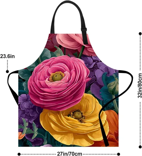 Vista 3 de Delantal de cocina para el hogar, cocina, horneado, jardinería, para mujeres y hombres, con 2 bolsillos, impermeable, 32 x 28 pulgadas
