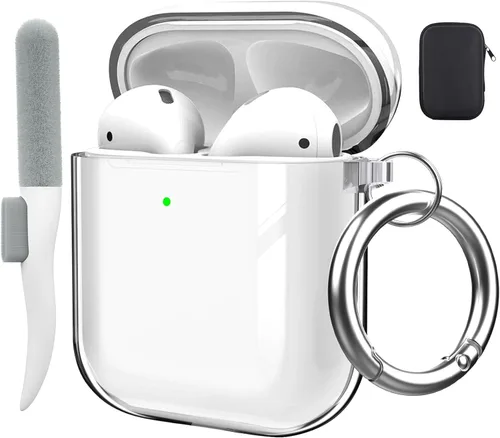 Vista 45 de Valkit - Funda transparente protectora para estuche de AirPods, con llavero, poliuretano termoplástico suave, a prueba de golpes, compatible
