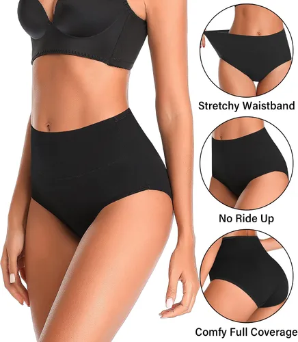 Vista 4 de ASIMOON Ropa interior para mujer, ropa interior de algodón, posparto, con control de abdomen, elásticos, transpirables, cobertura completa