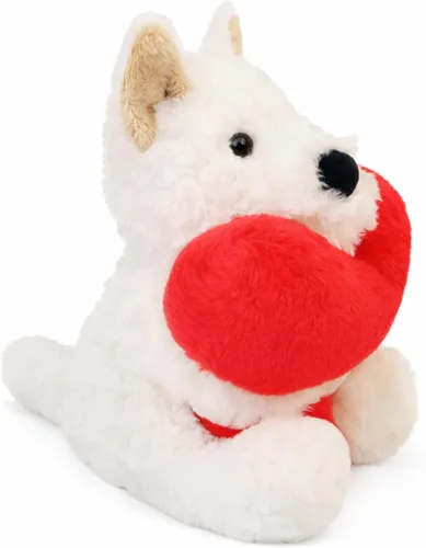 Vista 2 de Juguete de peluche suave de 10 pulgadas para el día de San Valentín, West Highland con corazón rojo, bonito regalo romántico para novia, esposa