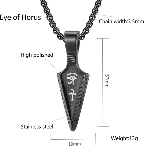 Vista 5 de Hanpeelry Collar de ojo de Horus Ankh Cruz con punta de flecha collares con colgante de lanza de amuleto de Egipto collar de talismán regalos