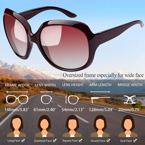 Vista 222 de Joopin Lentes de sol de gran tamaño para mujer, polarizados, grandes, para conducción, protección UV, grandes sombras