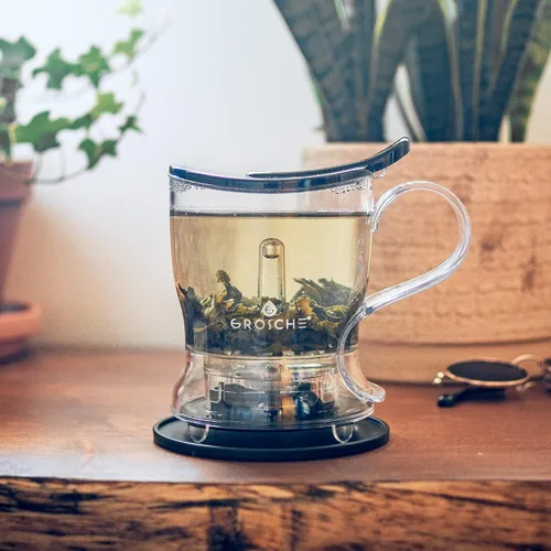 Vista 3 de GROSCHE Aberdeen - Infusor de té y tetera inteligente, sin BPA, diseño sin goteo, posavasos Fácil de preparar Fácil de limpiar Elaboración