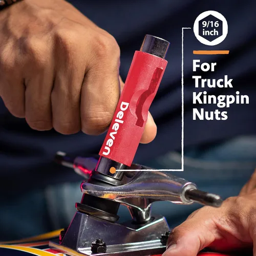 Vista 4 de Deleven Skate Tool All-in-One Lightweight Portable Skateboard Tool - T Tool with Allen Wrench, Phillips Head Screwdriver - Adjust Roller Skates