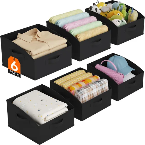 Vista 20 de Lifewit - Cestas organizadoras para armario, cestas trapezoidales medianas de almacenamiento para estante, paquete de 6 unidades, cestas