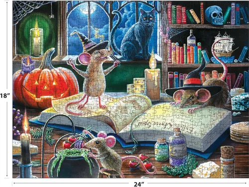 Vista 5 de RoseArt - Halloween Mischievous Mice - Rompecabezas de 500 piezas - Rompecabezas de ratón fascinante para adultos