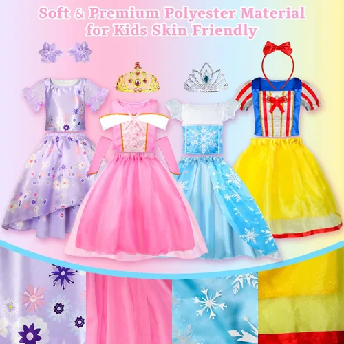 Vista 8 de Meland Disfraz de princesa para niñas pequeñas, disfraz de princesa, regalo para niñas de 3 a 8 años, juego de simulación