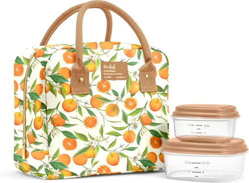 Vista 11 de Fit & Fresh - Lonchera Bloomington para mujeres - Lonchera grande aislada para el trabajo con contenedores, resistente a fugas, resistente a Bubble