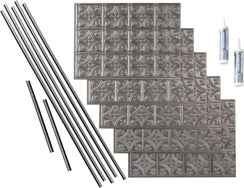 Vista 21 de FASÄDE Kit de protector contra salpicaduras decorativo de vinilo estilo tradicional/patrón 1 de 15 pies cuadrados en bronce antiguo