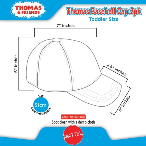 Vista 6 de Nickelodeon - Gorra de béisbol para niños pequeños, 2 unidades, diseño de Thomas The Train, Beísbol, 2-4T, Thomas RedBlue