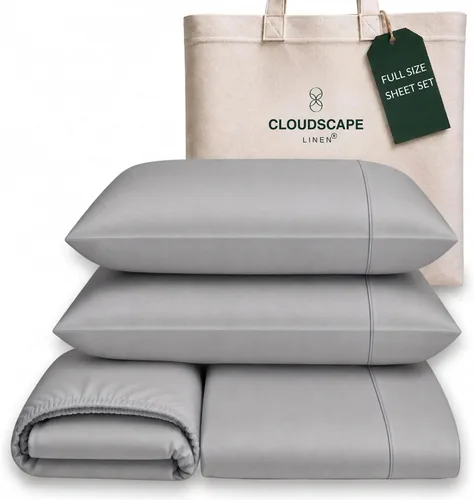 Vista 80 de Cloud Scape Linen - Juego de sábanas de algodón egipcio de doble capa, tamaño individual, tejido de satén de fibra larga, juego de 3 piezas, ropa