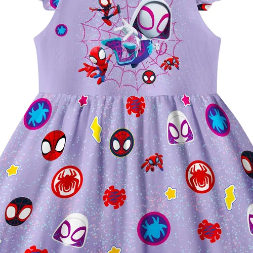 Vista 4 de NOTLY Girl Cartoon Hero Costume Dress Toddler Amazing Casual Outfit Flutter Sleeves Kids Dress Up Clothes for Little Girls