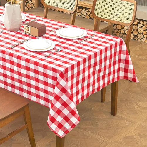 Vista 38 de Mantel rectangular de 55 x 71 pulgadas, lino sintético, sin arrugas e impermeable, mantel rectangular verde aguacate para cocina, comedor, fiesta