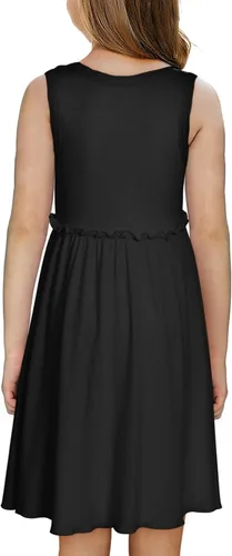 Vista 2 de blibean Vestido de verano sin mangas para niñas, trajes cómodos talla 4-13 años