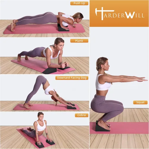 Vista 5 de Yoga Foam Wedge Blocks (Pair), Calf Raise Block, Calf Stretcher, Yoga Wrist Support, Balance, Pushup, Fitness, Pilates, Heel Stretcher, Squat Wedge