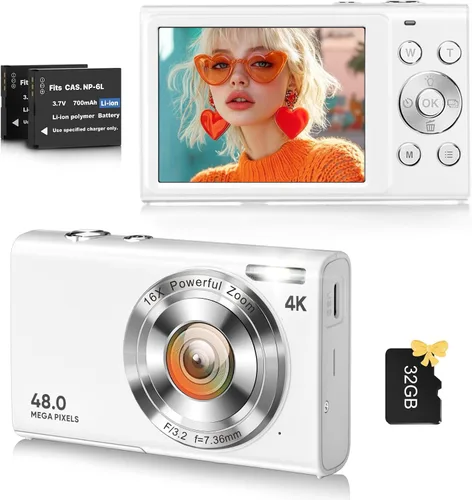 Vista 9 de Cámara digital, cámara de vlogging 4K para cámaras de enfoque automático de YouTube para fotografía con zoom digital de 16X, cámara digital compacta