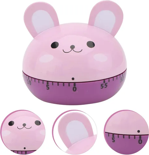 Vista 4 de INOOMP Mechanical Wind-Up Timer Cartoon Rabbit Time Management Tool Kitchen Countdown Reminder for Baking and Cooking Use