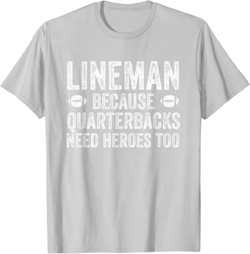 Vista 78 de Lineman Because Quarterbacks Need Heroes Camiseta de fútbol linieros S Negro